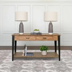 57" Cameron Wood Console Table Light Brown - Abbyson Living