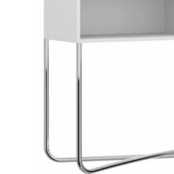 Wooden Console Table with 2 Open Compartments and Metal Frame White/Chrome - The Urban Port