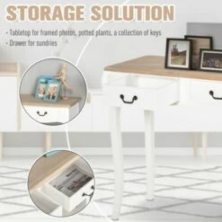 HOMCOM Entryway Console Table with 2 Convenient Storage Drawers Tabletop for Display and Vintage Design White -Console Tables Sales unnamed file 5001