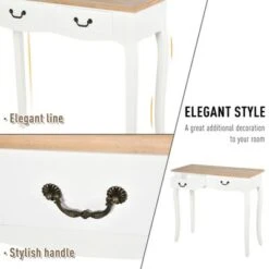 HOMCOM Entryway Console Table with 2 Convenient Storage Drawers Tabletop for Display and Vintage Design White -Console Tables Sales unnamed file 5003