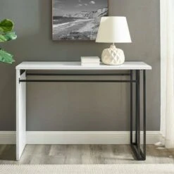 Taki Modern Asymmetrical Waterfall Entry Table - Saracina Home Faux White Marble -Console Tables Sales unnamed file 5028