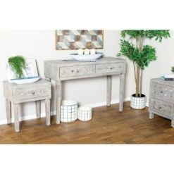 Olivia & May Set of 3 Glam Wood Console Tables Brown - Olivia & May