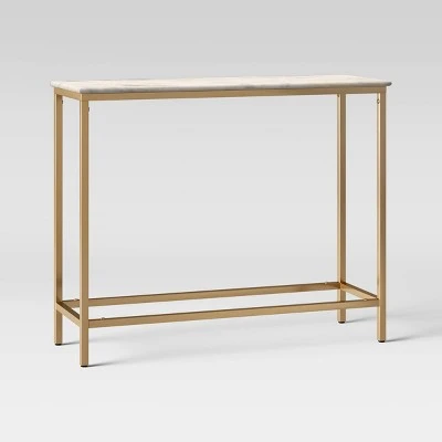 Greenwich Narrow Marble Top Console Brass - Threshold™ 4 Greenwich Narrow Marble Top Console Brass - Threshold™ - Image 2