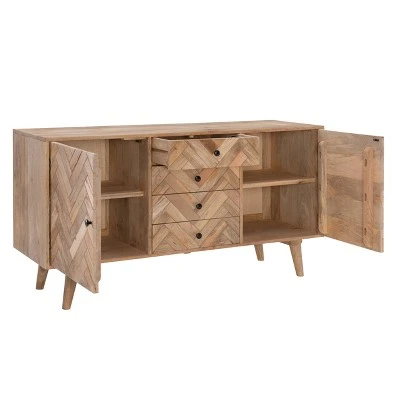 Lachlan 2 Drawer 2 Door Console Natural - Powell Company 4 Lachlan 2 Drawer 2 Door Console Natural - Powell Company - Image 2