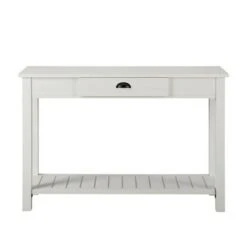 June Rustic Farmhouse Entry Table with Lower Shelf - Saracina Home Brushed White -Console Tables Sales unnamed file 514