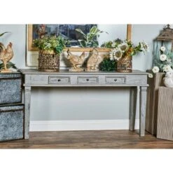 Olivia & May Rustic Mahogany Console Table Gray - Olivia & May