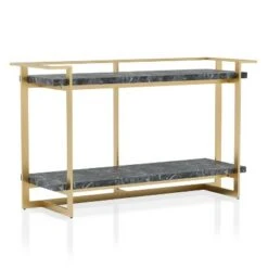 Buntington Faux Marble Top Sofa Table Gold Coating/Black - miBasics
