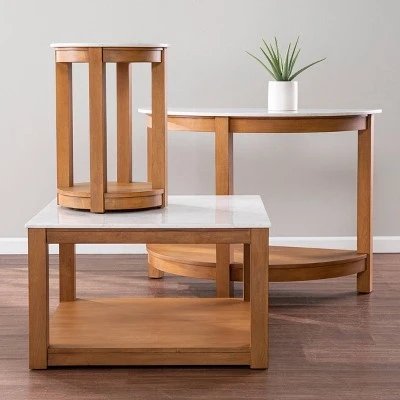 Vebell Demilune Console Table White/Natural - Aiden Lane 5 Vebell Demilune Console Table White/Natural - Aiden Lane - Image 3