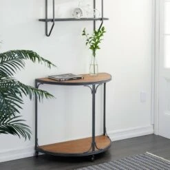 Olivia & May Industrial Metal Console Table Brown - Olivia & May