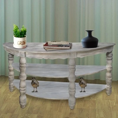 Wooden Console Table with 2 Shelves and Turned Legs Gray - The Urban Port 6 Wooden Console Table with 2 Shelves and Turned Legs Gray - The Urban Port - Image 4
