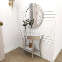 Olivia & May Set of 2 Glam Fir Console Tables with Mirror White - Olivia & May -Console Tables Sales unnamed file 5389