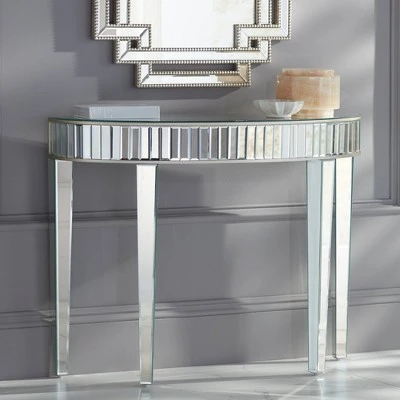 Studio 55D Luxury Mirrored Console Table 39 1/2" x13 3/4" Antique Silver for Living Room Bedroom Bedside Entryway House Bathroom 3 Studio 55D Luxury Mirrored Console Table 39 1/2" x13 3/4" Antique Silver for Living Room Bedroom Bedside Entryway House Bathroom