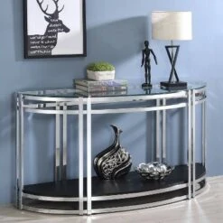 Newbliss Glass Top Sofa Table - miBasics Chrome