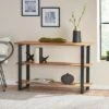 Rooker Handcrafted Modern Industrial Acacia Wood Media Console Table Natural/Black - Christopher Knight Home
