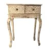 2 Drawer Mango Wood Console Table with Floral Carved Front Brown/White - The Urban Port -Console Tables Sales unnamed file 5485
