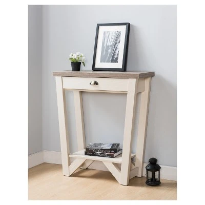 Risa Contemporary 1 Drawer Console Table Ivory /Light Oak - HOMES: Inside + Out 3 Risa Contemporary 1 Drawer Console Table Ivory /Light Oak - HOMES: Inside + Out