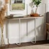 Megan Modern Glam Curved Console Table - Saracina Home Faux White Marble/gold