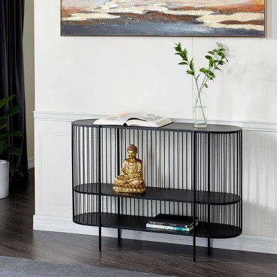 Olivia & May Contemporary Metal Console Table Black - Olivia & May 2 Olivia & May Contemporary Metal Console Table Black - Olivia & May