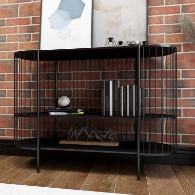 Olivia & May Contemporary Metal Console Table Black - Olivia & May 8 Olivia & May Contemporary Metal Console Table Black - Olivia & May - Image 7