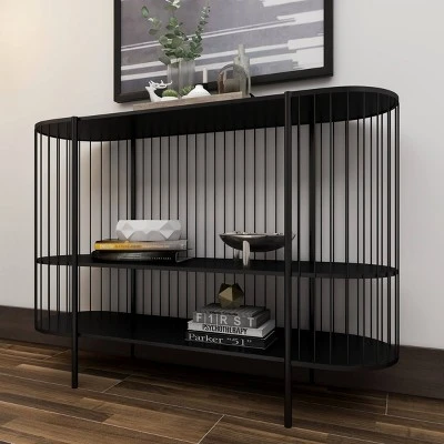 Olivia & May Contemporary Metal Console Table Black - Olivia & May 9 Olivia & May Contemporary Metal Console Table Black - Olivia & May - Image 8
