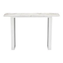 Modern Rectangular Faux Marble Console Table - Stone, Brushed Stainless Steel - Zm Home -Console Tables Sales unnamed file 5703