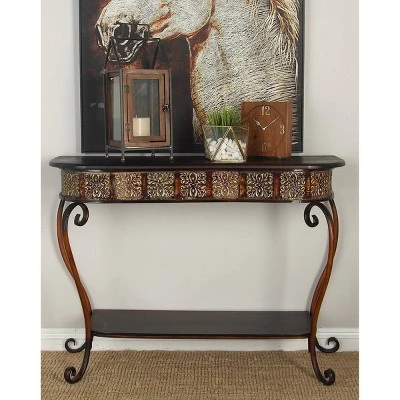 Olivia & May Traditional Metal Console Table - Dark Brown - Olivia & May -Console Tables Sales unnamed file 5720