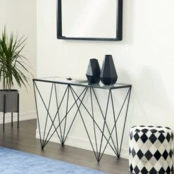 Olivia & May Mid-Century Metal Console Table Black - Olivia & May