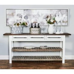 Olivia & May Farmhouse Wood Rectangle Console Table White - Olivia & May