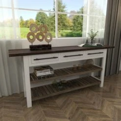 Olivia & May Farmhouse Wood Rectangle Console Table White - Olivia & May -Console Tables Sales unnamed file 596