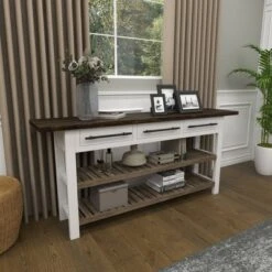 Olivia & May Farmhouse Wood Rectangle Console Table White - Olivia & May -Console Tables Sales unnamed file 600