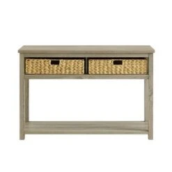 Mission Entry Table with Woven Baskets - Saracina Home Rustic Oak 12 Mission Entry Table with Woven Baskets - Saracina Home Rustic Oak -Console Tables Sales unnamed file 620