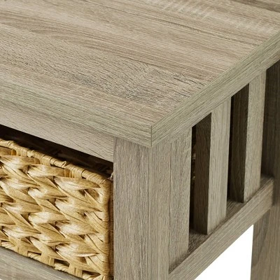 Mission Entry Table with Woven Baskets - Saracina Home Rustic Oak 6 Mission Entry Table with Woven Baskets - Saracina Home Rustic Oak - Image 4