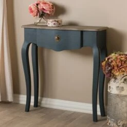 Mazarine Classic and Provincial Spruce Finished Console Table Blue - Baxton Studio -Console Tables Sales unnamed file 684