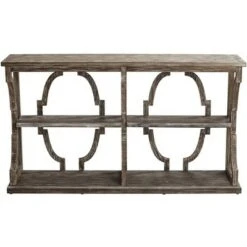 Crestview Collection Farmhouse Chestnut Wood Three-Tier Console Table 64" x 36" Brown Antique White for Living Room Entryway House -Console Tables Sales unnamed file 696
