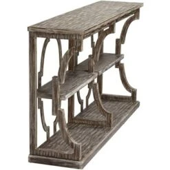 Crestview Collection Farmhouse Chestnut Wood Three-Tier Console Table 64" x 36" Brown Antique White for Living Room Entryway House -Console Tables Sales unnamed file 697