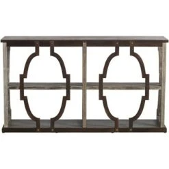Crestview Collection Farmhouse Chestnut Wood Three-Tier Console Table 64" x 36" Brown Antique White for Living Room Entryway House -Console Tables Sales unnamed file 699
