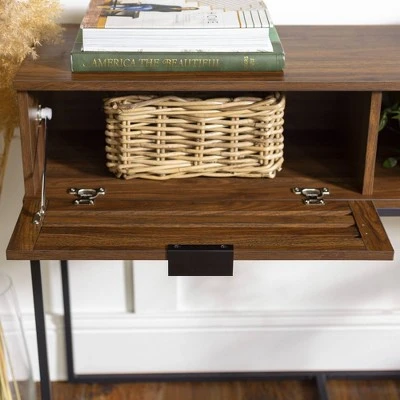 Visconti Boho Slat Door Entry Table - Saracina Home Dark Walnut 5 Visconti Boho Slat Door Entry Table - Saracina Home Dark Walnut - Image 3