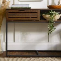 Visconti Boho Slat Door Entry Table - Saracina Home Dark Walnut 19 Visconti Boho Slat Door Entry Table - Saracina Home Dark Walnut -Console Tables Sales unnamed file 753