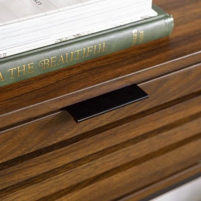 Visconti Boho Slat Door Entry Table - Saracina Home Dark Walnut 9 Visconti Boho Slat Door Entry Table - Saracina Home Dark Walnut - Image 7