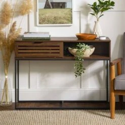 Visconti Boho Slat Door Entry Table - Saracina Home Dark Walnut 27 Visconti Boho Slat Door Entry Table - Saracina Home Dark Walnut -Console Tables Sales unnamed file 761