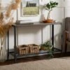 Benny Urban Industrial Angle Iron Entryway Table - Saracina Home Dark Walnut