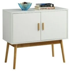 Oslo Storage Console White/Woodgrain - Breighton Home