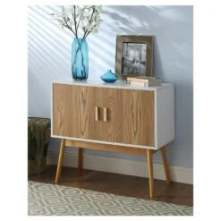 Oslo Storage Console White/Woodgrain - Breighton Home -Console Tables Sales unnamed file 792