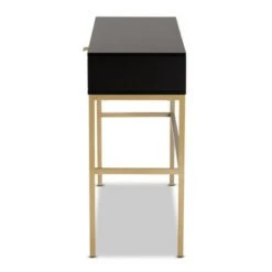 Uriel Two-Tone Wood and Metal 1 Drawer Console Table Natural Brown/Black/Gold - Baxton Studio -Console Tables Sales unnamed file 814
