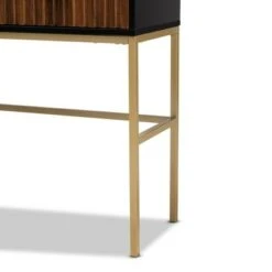 Uriel Two-Tone Wood and Metal 1 Drawer Console Table Natural Brown/Black/Gold - Baxton Studio -Console Tables Sales unnamed file 816