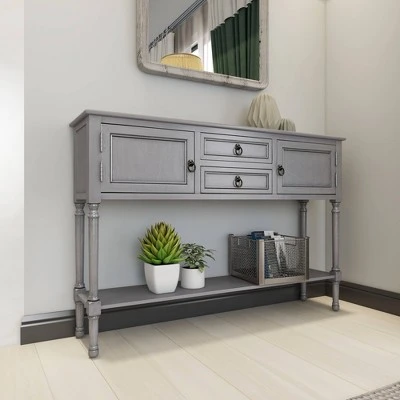 Olivia & May Traditional Wood Console Table Gray - Olivia & May 8 Olivia & May Traditional Wood Console Table Gray - Olivia & May - Image 6