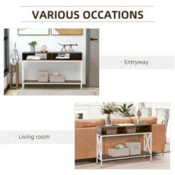 HOMCOM Industrial Style Entryway Console Table Desk with Shelf Living Room Bedroom -Console Tables Sales unnamed file 875