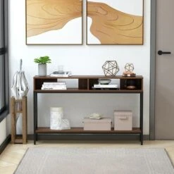 HOMCOM Industrial Style Entryway Console Table Desk with Shelf Living Room Bedroom -Console Tables Sales unnamed file 879
