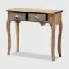 2 Drawer Clarice Natural Finished Wood and Metal Console Table Brown/Gold - Baxton Studio -Console Tables Sales unnamed file 880