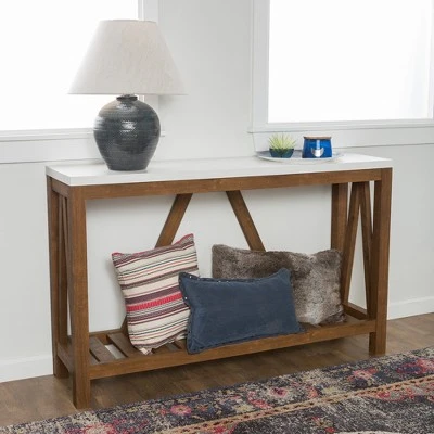 Taylen A Frame Farmhouse Entryway Console Table - Saracina Home Dark Walnut/white Oak 10 Taylen A Frame Farmhouse Entryway Console Table - Saracina Home Dark Walnut/white Oak - Image 8
